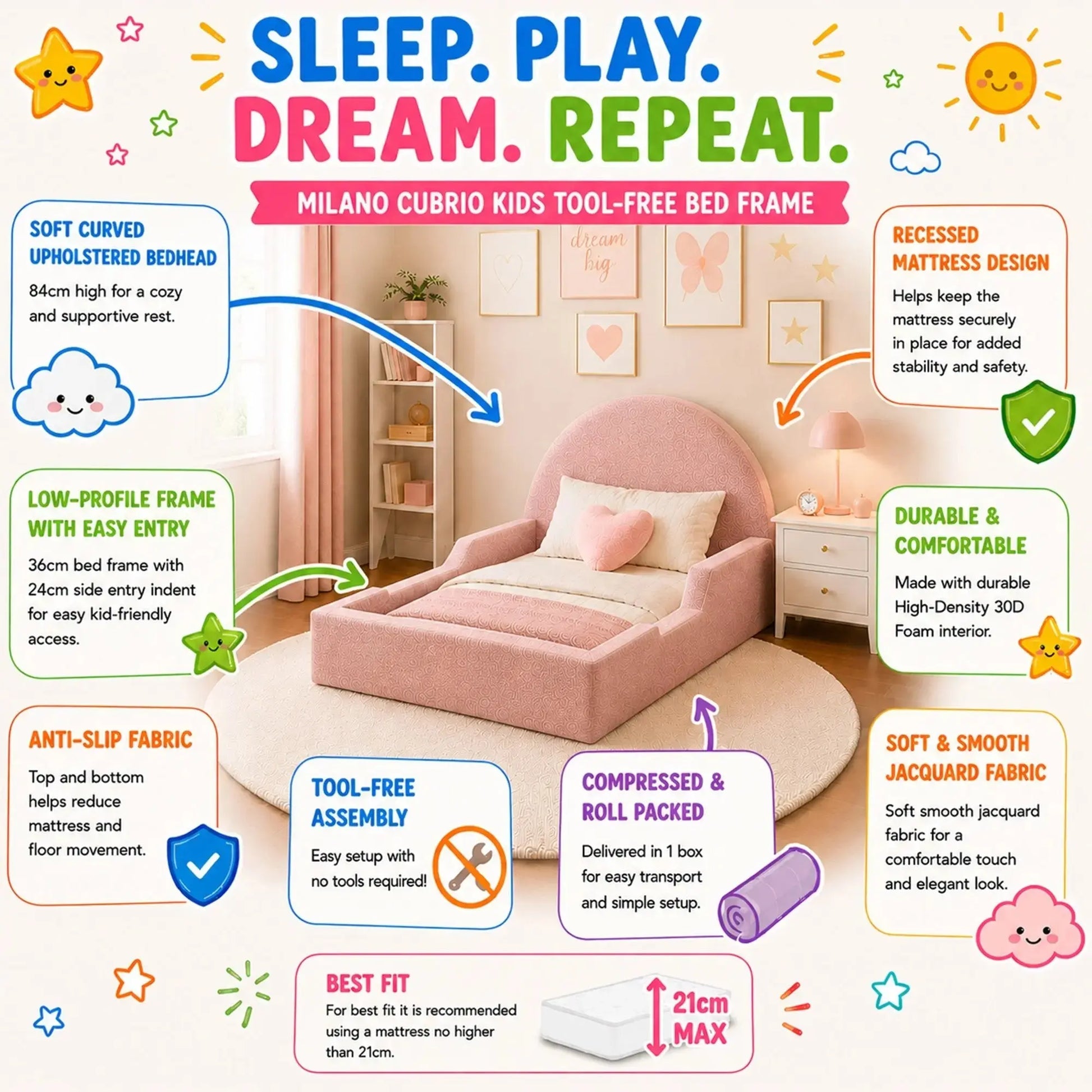 Milano Cubrio Kids Tool Free Bed Frame Milano