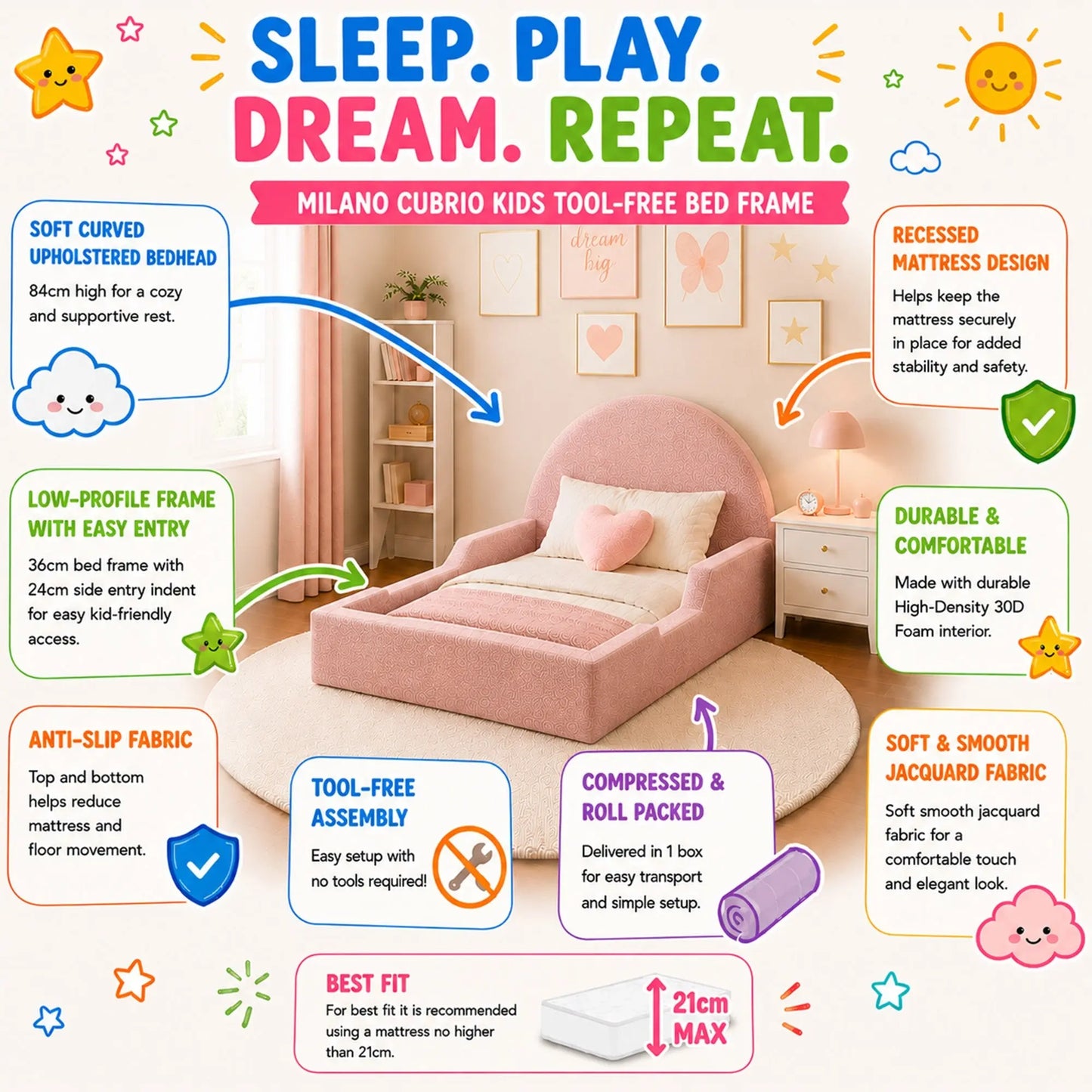 Milano Cubrio Kids Tool Free Bed Frame Myzenhome