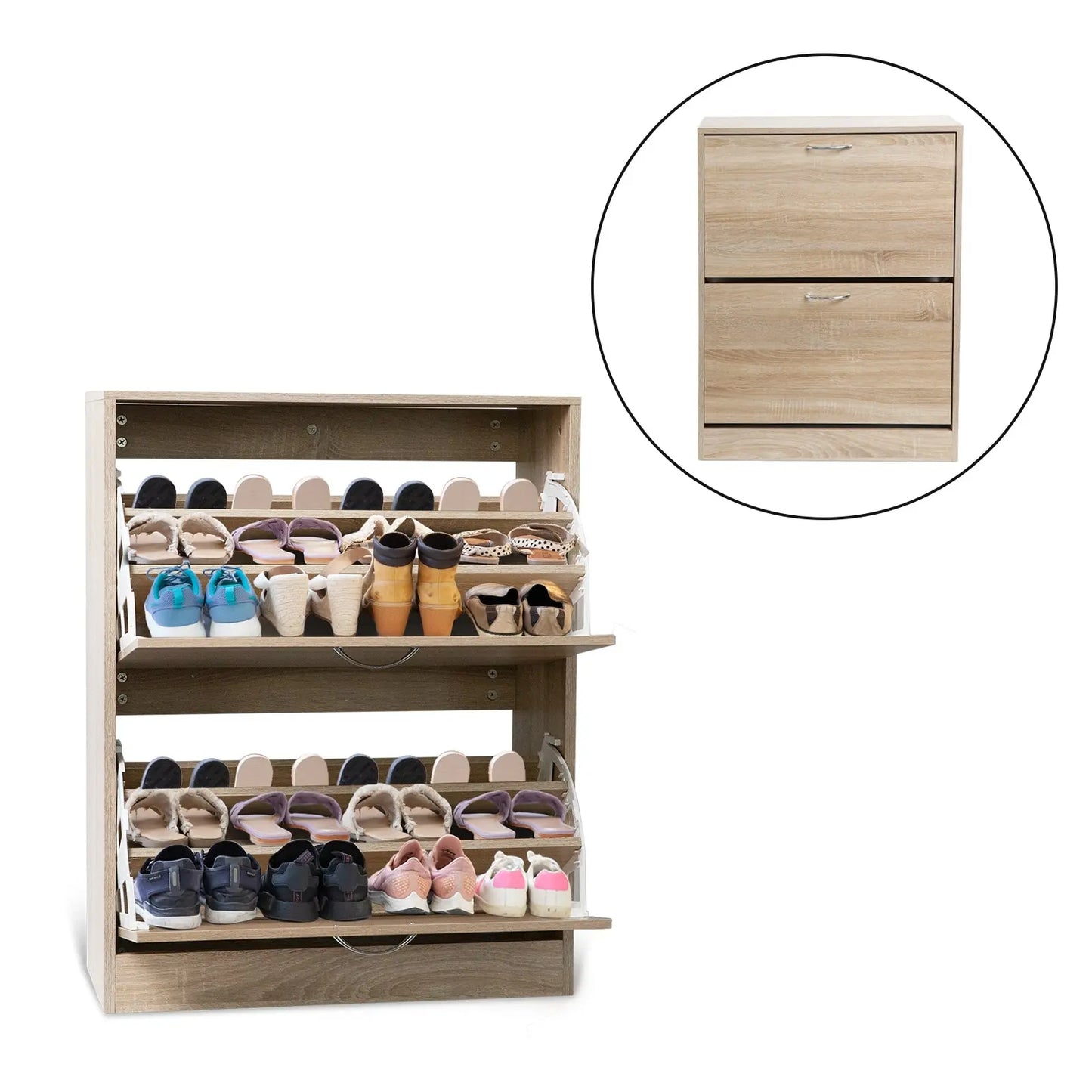 Milano Decor 24 Pair Wooden Shoe Cabinet Drawer Storage - Myzenhome