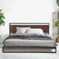 Milano Decor Azure Bed Frame With Headboard Wood Steel Platform Bed - Myzenhome