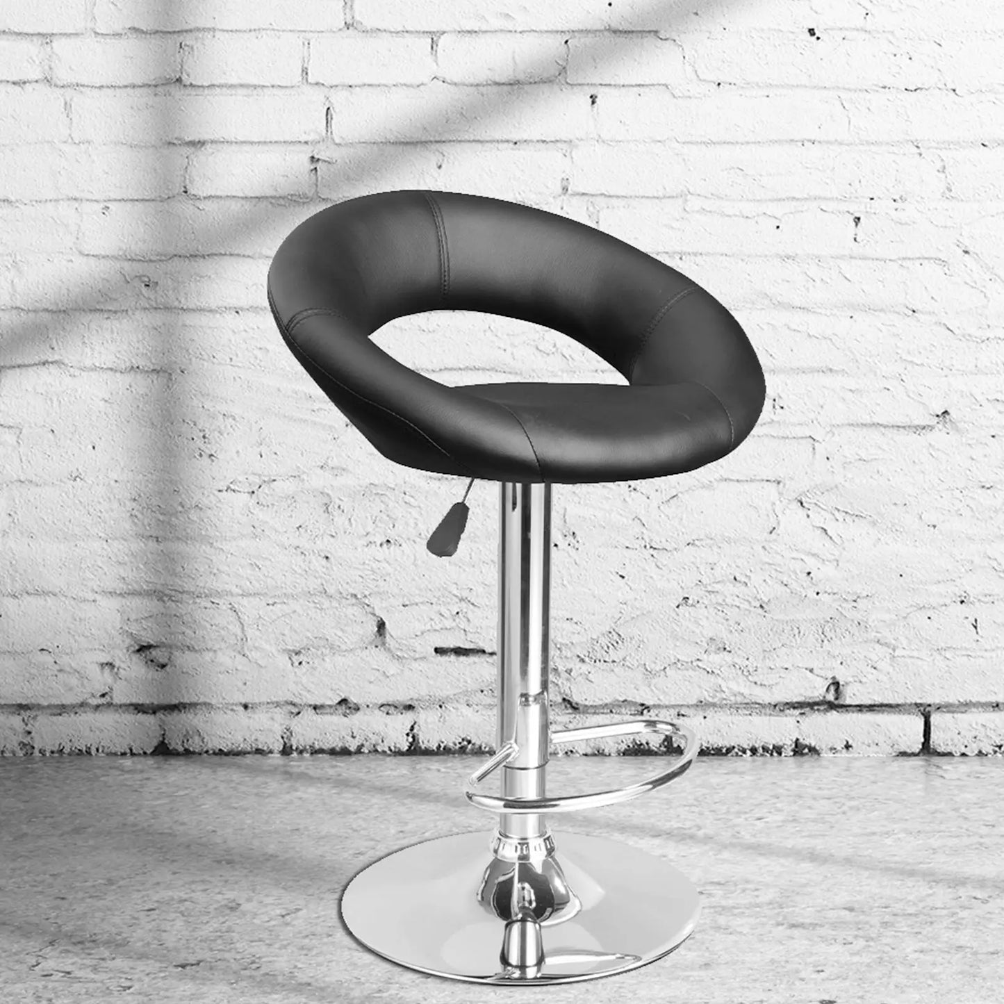 Milano Decor Delilah Height Adjustable Barstool Circular Arc Swivel Chrome - Myzenhome