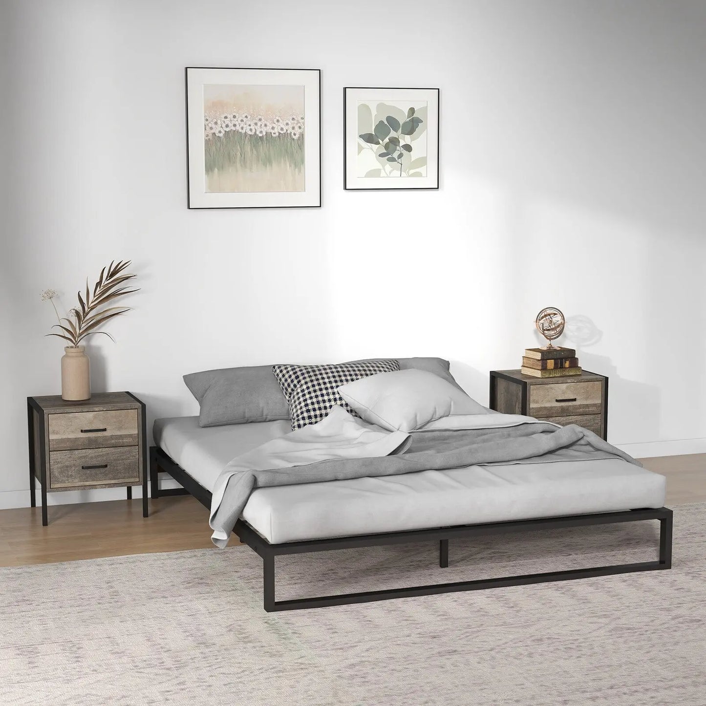 Milano Decor Florence Metal Bed Frame Mattress Base Platform Modern - Myzenhome