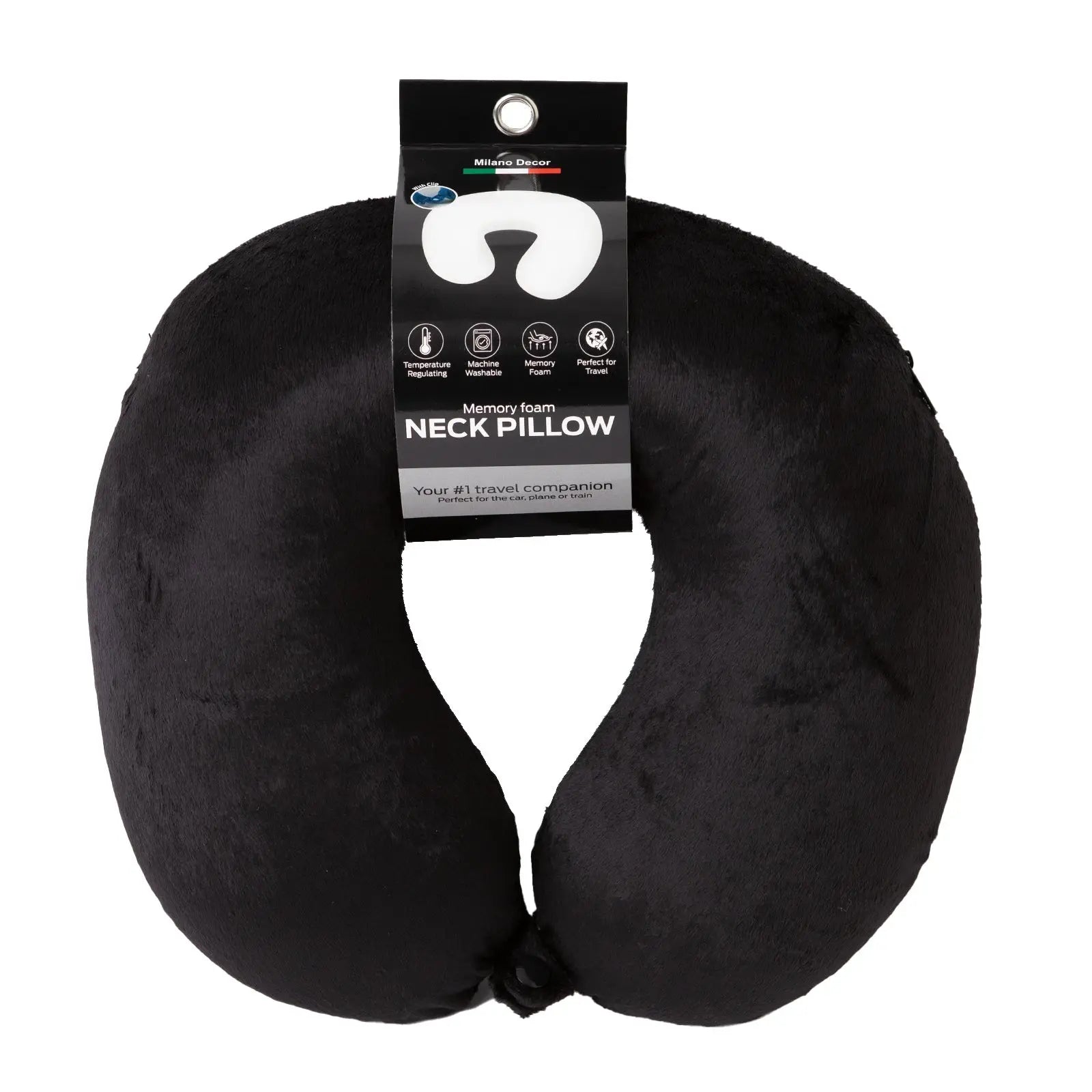 Milano Decor Memory Foam Travel Neck Pillow With Clip Cushion Support Soft - Myzenhome