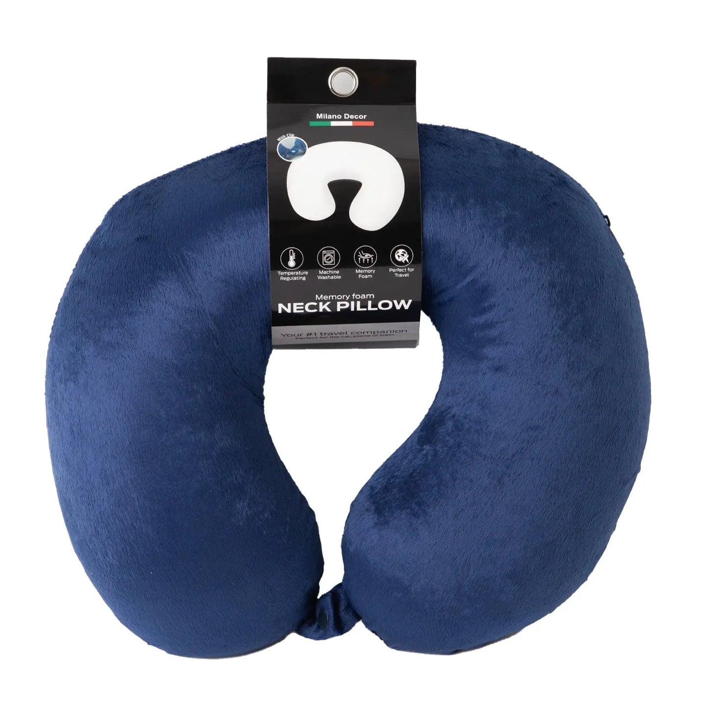 Milano Decor Memory Foam Travel Neck Pillow With Clip Cushion Support Soft - Myzenhome