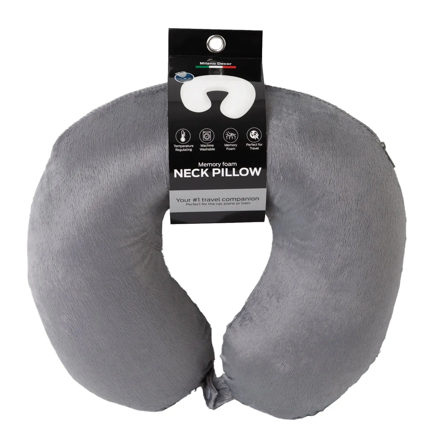 Milano Decor Memory Foam Travel Neck Pillow With Clip Cushion Support Soft - Myzenhome