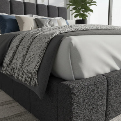 Milano Luxe Linear Boucle Gas Lift Bed Frame Myzenhome