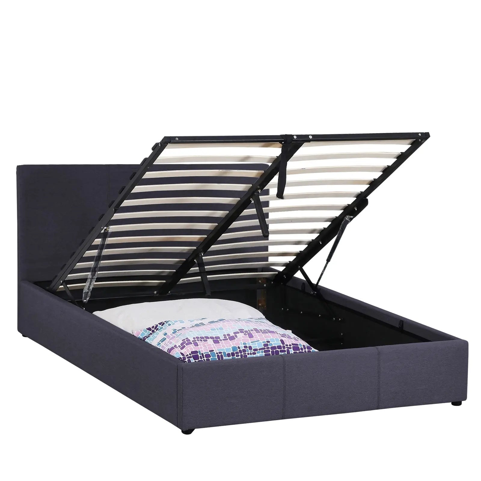 Milano Luxury Gas Lift Bed Frame And Headboard - Myzenhome