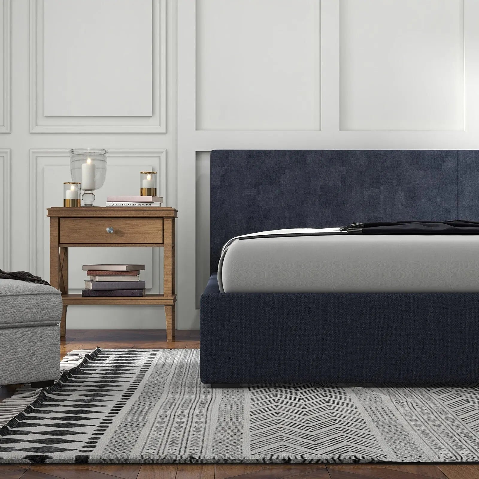 Milano Luxury Gas Lift Bed Frame Base And Headboard With Storage - Myzenhome