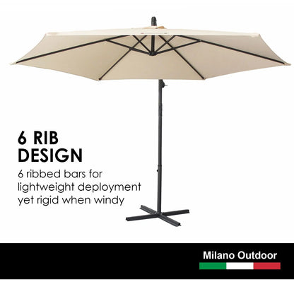 Milano Outdoor 3 Metre Cantilever Umbrella UV Sunshade Garden Patio Deck - Myzenhome