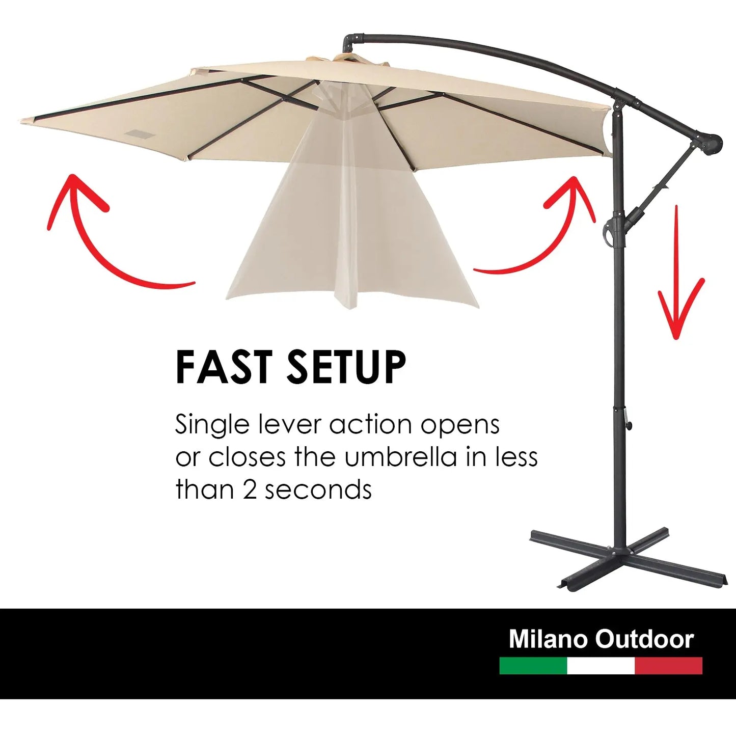 Milano Outdoor 3 Metre Cantilever Umbrella UV Sunshade Garden Patio Deck - Myzenhome