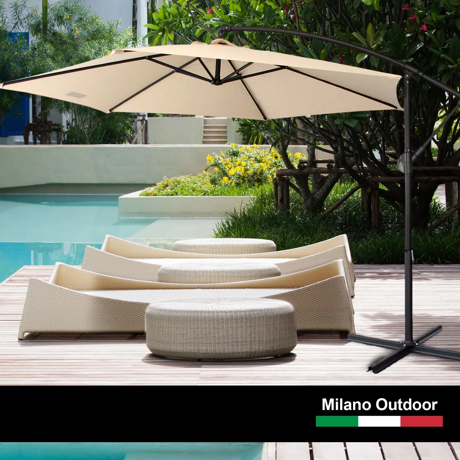 Milano Outdoor 3 Metre Cantilever Umbrella UV Sunshade Garden Patio Deck - Myzenhome