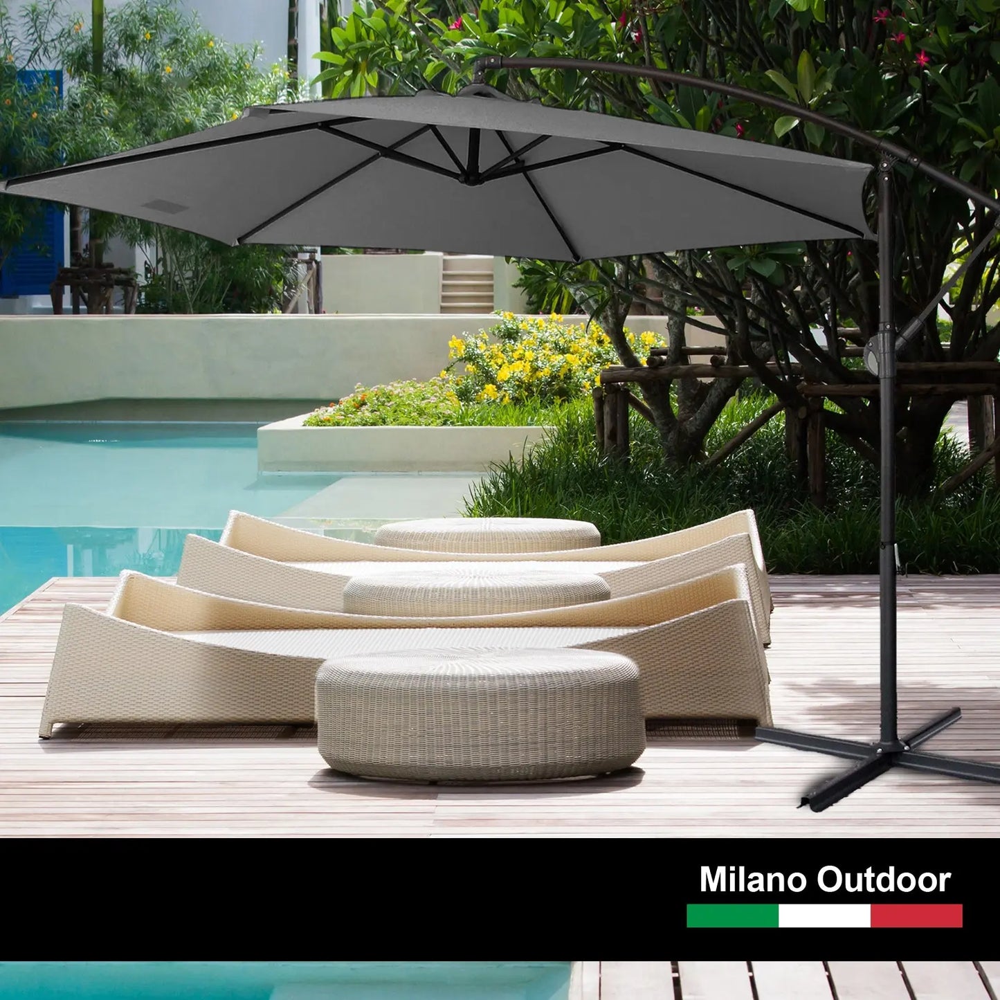 Milano Outdoor 3 Metre Cantilever Umbrella UV Sunshade Garden Patio Deck - Myzenhome