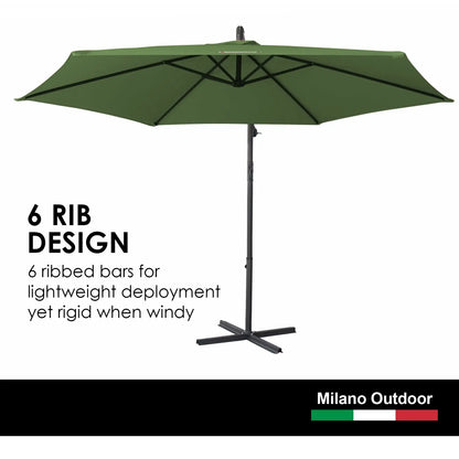 Milano Outdoor 3 Metre Cantilever Umbrella UV Sunshade Garden Patio Deck - Myzenhome