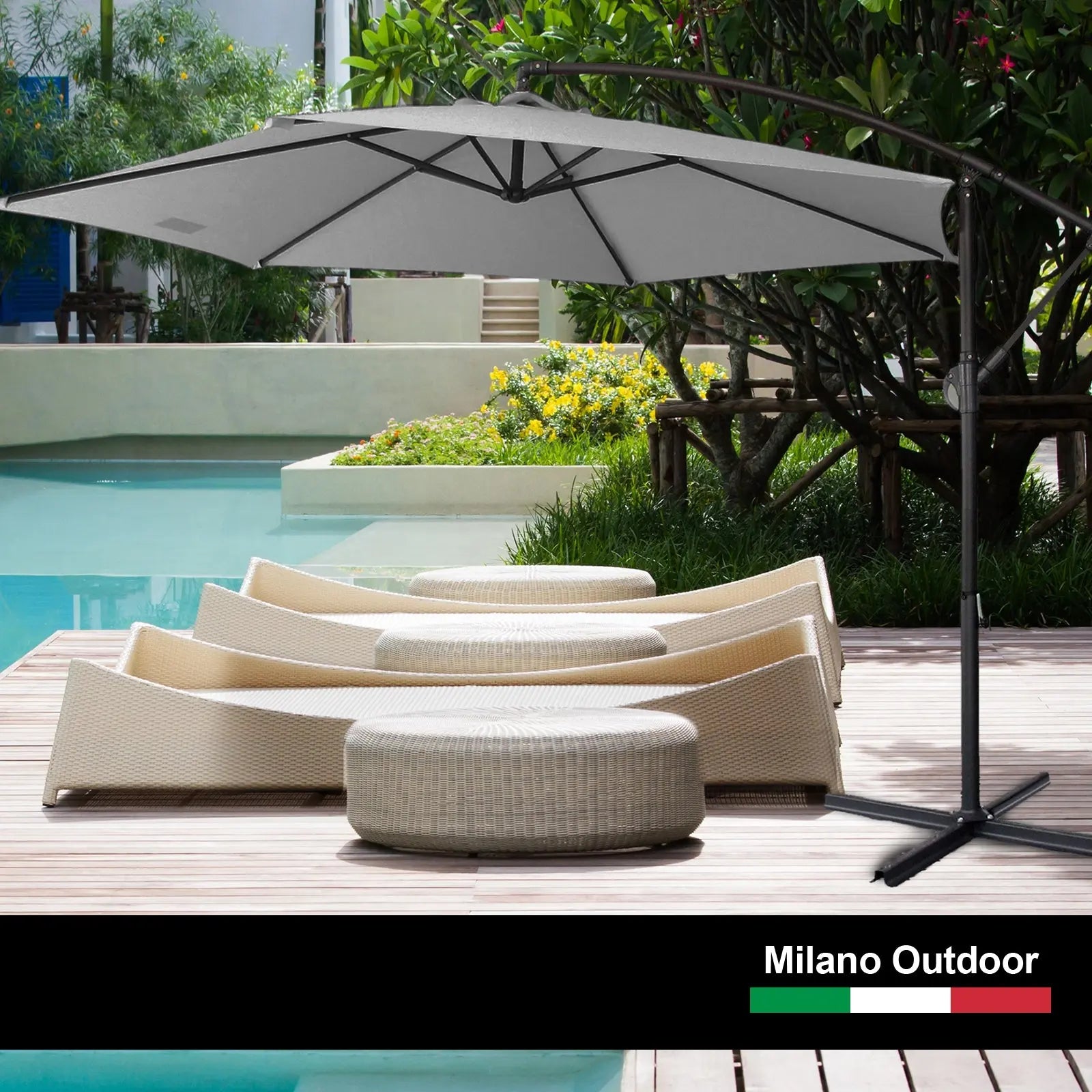 Milano Outdoor 3 Metre Cantilever Umbrella UV Sunshade Garden Patio Deck - Myzenhome