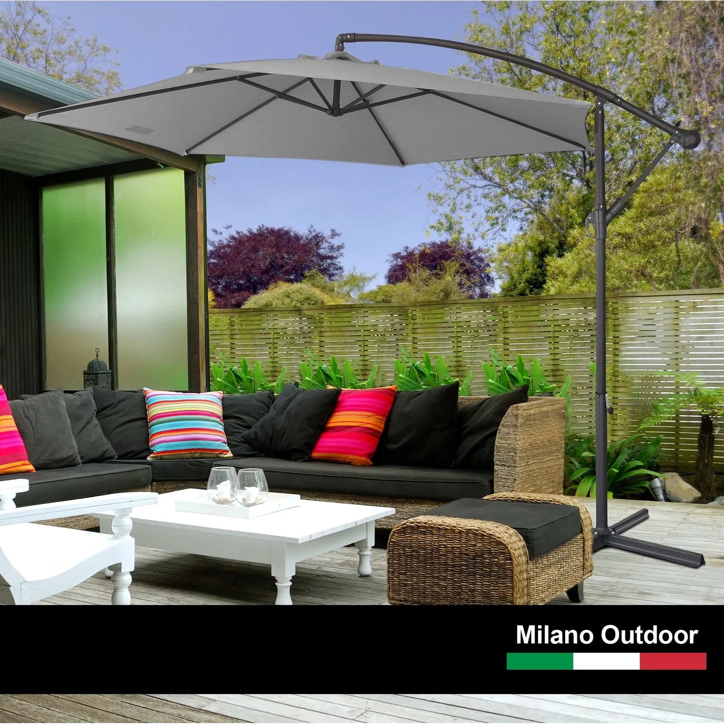 Milano Outdoor 3 Metre Cantilever Umbrella UV Sunshade Garden Patio Deck - Myzenhome