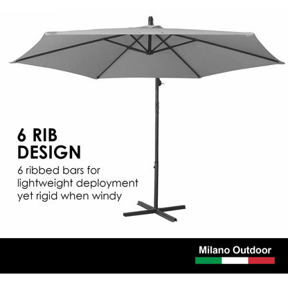 Milano Outdoor 3 Metre Cantilever Umbrella UV Sunshade Garden Patio Deck - Myzenhome