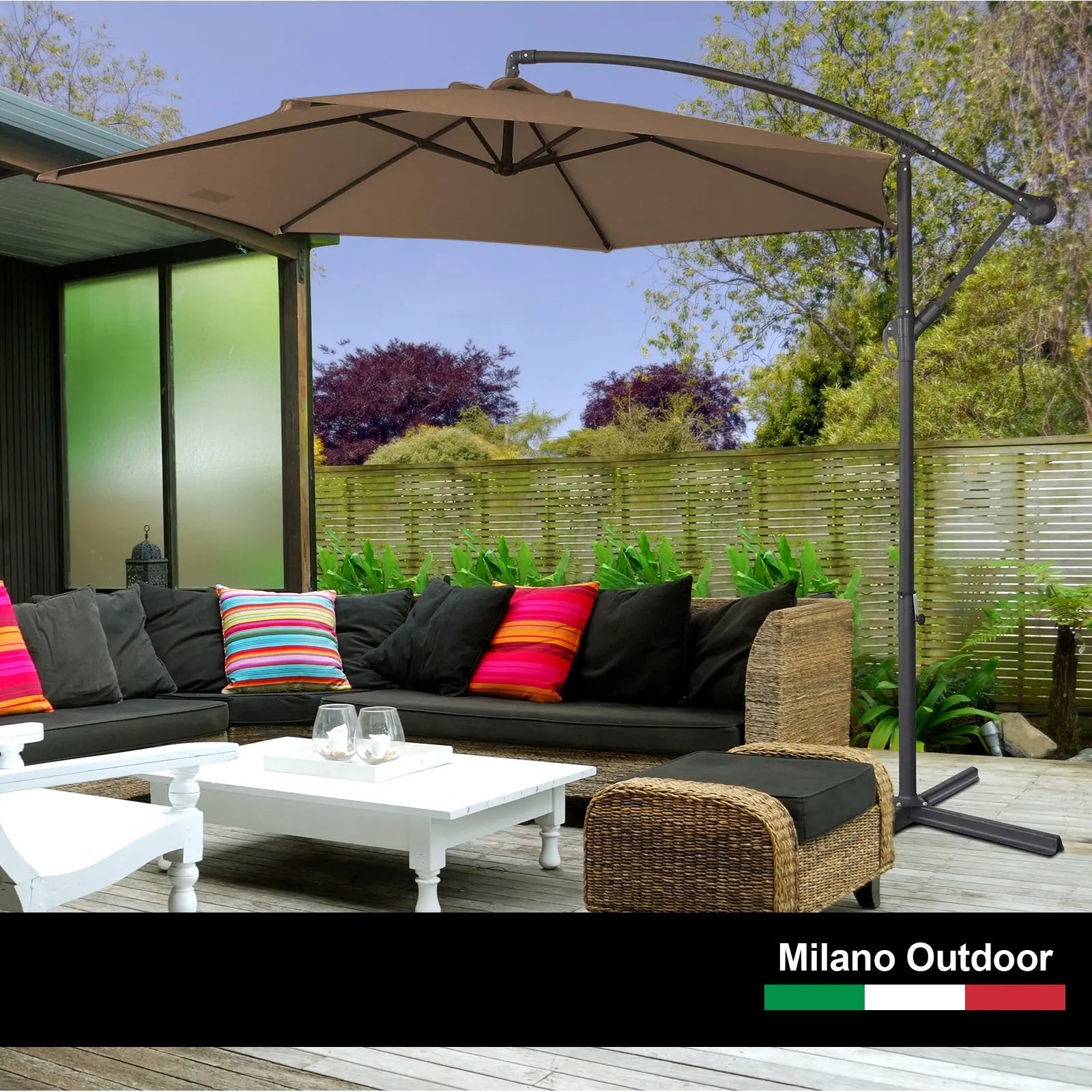 Milano Outdoor 3 Metre Cantilever Umbrella UV Sunshade Garden Patio Deck - Myzenhome