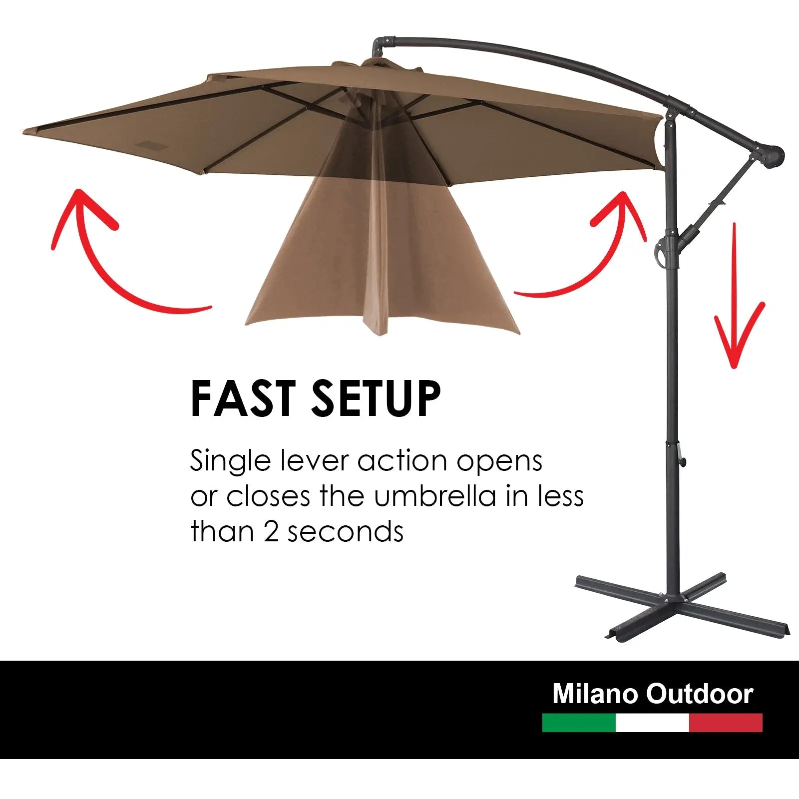 Milano Outdoor 3 Metre Cantilever Umbrella UV Sunshade Garden Patio Deck - Myzenhome