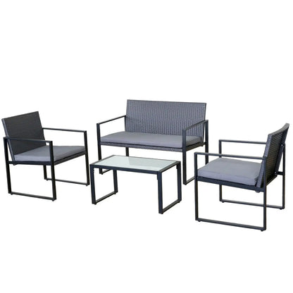 Milano Outdoor Furniture 4pc Rattan Patio Setting Coffee Table Chairs Set Garden - Myzenhome