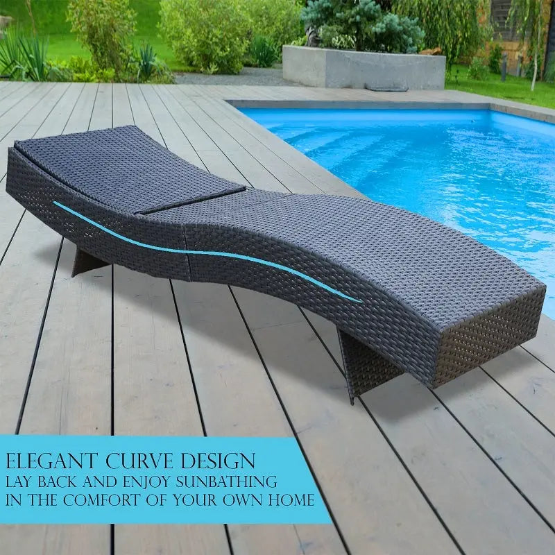 Milano Outdoor Sun Lounge Pool Bed Deck Rattan Chair Curved Design Wicker Sofa - Myzenhome