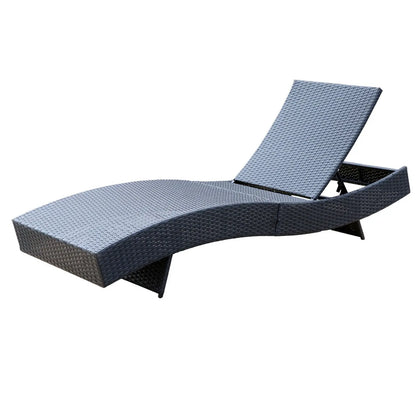 Milano Outdoor Sun Lounge Pool Bed Deck Rattan Chair Curved Design Wicker Sofa - Myzenhome