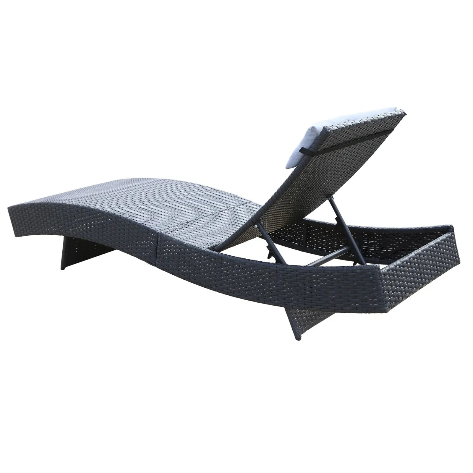 Milano Outdoor Sun Lounge Pool Bed Deck Rattan Chair Curved Design Wicker Sofa - Myzenhome