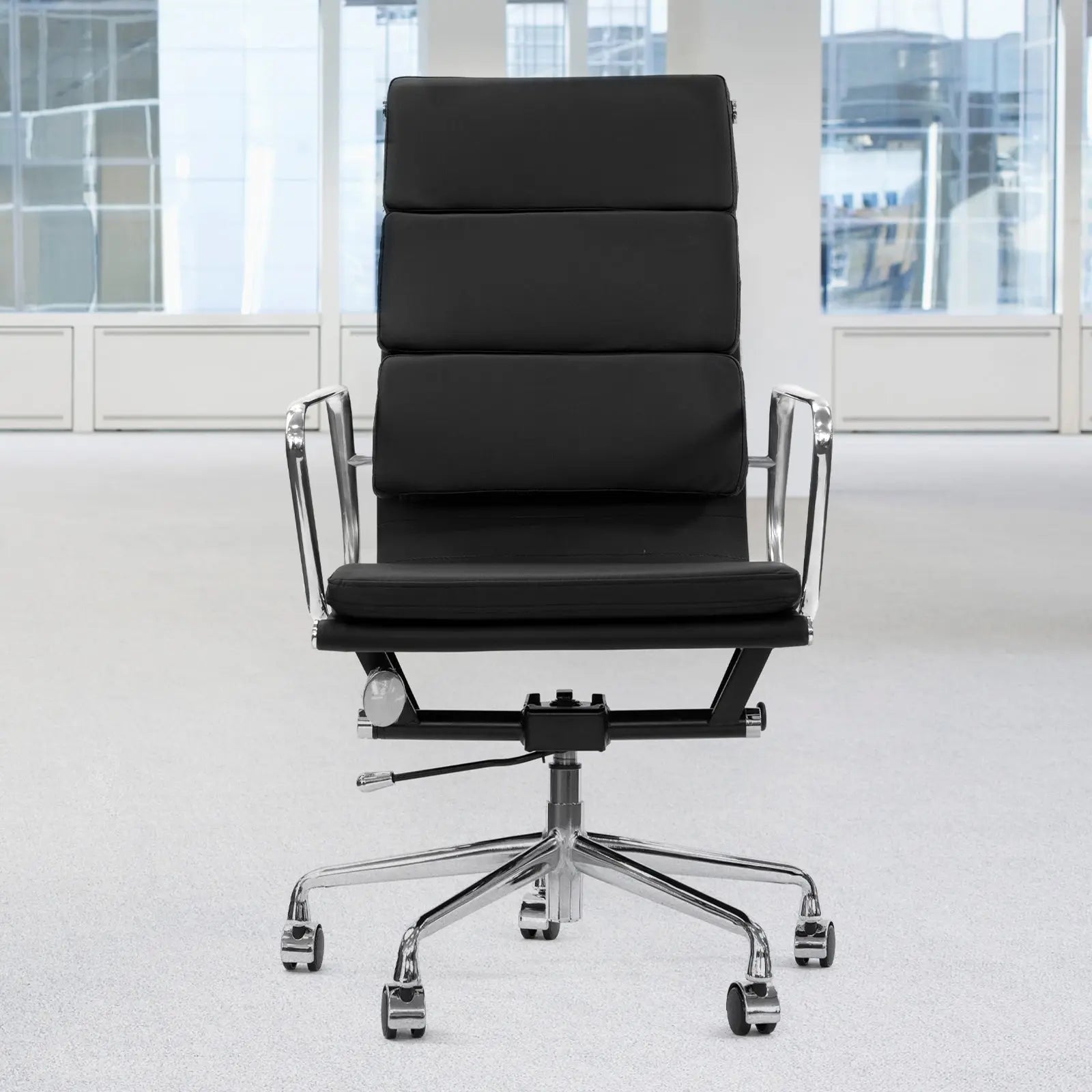 Milano Premium Office Executive Computer Chair PU Leather Steel Chrome - Myzenhome