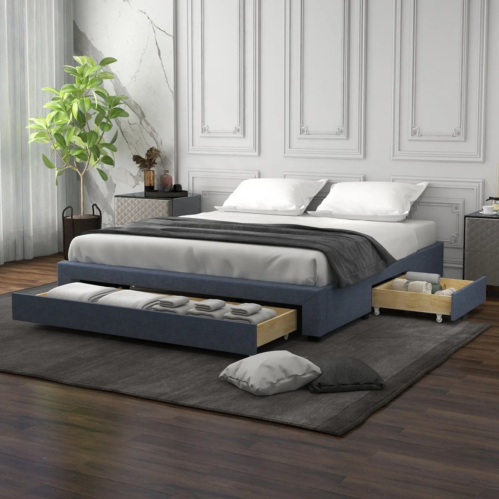 Milano decor palermo bed base with drawers upholstered fabric wood Milano Decor