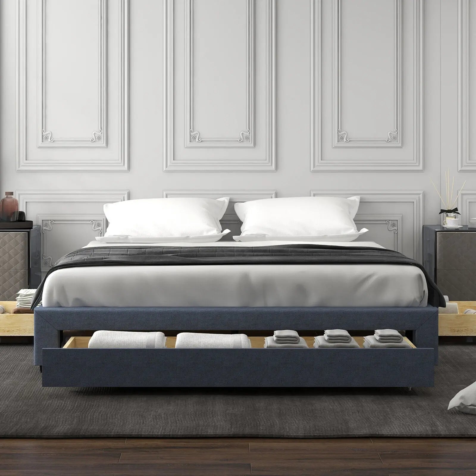 Milano decor palermo bed base with drawers upholstered fabric wood Milano Decor