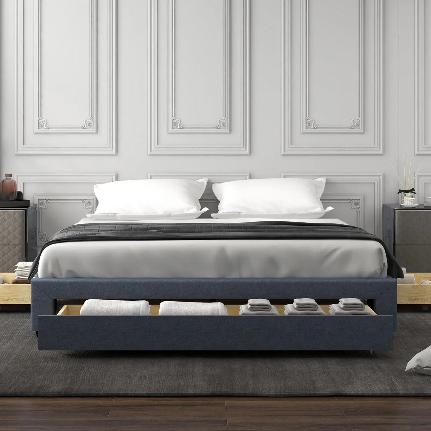 Milano decor palermo bed base with drawers upholstered fabric wood Milano Decor