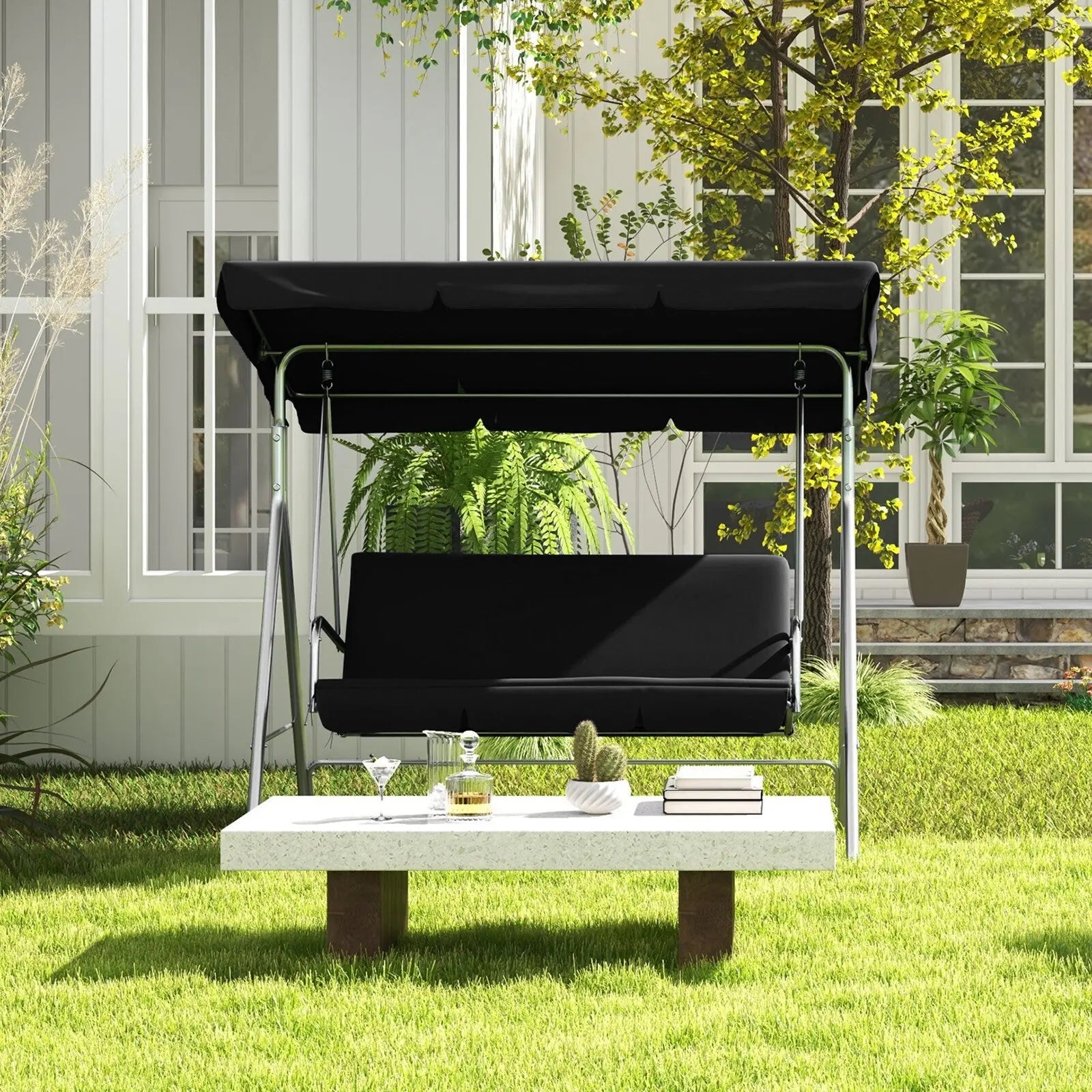 Milano swing bench seat chair canopy furniture 3 seater garden hammock Milano Decor