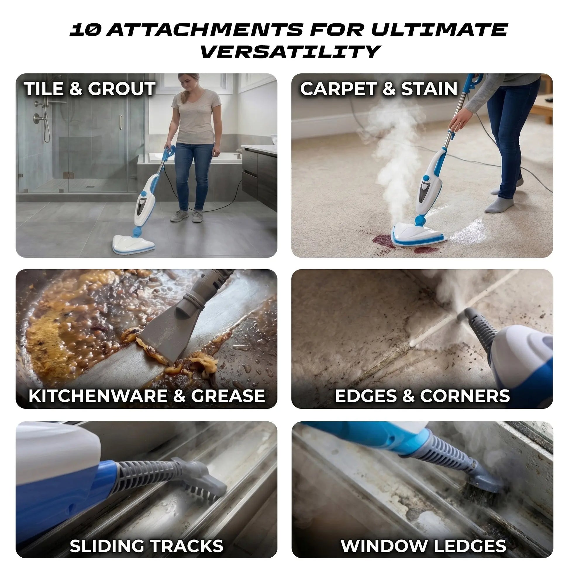 MyGenie Vortex 10-in-1 Steam Mop, 1400W Multi-Surface Cleaner & Handheld Steamer Myzenhome