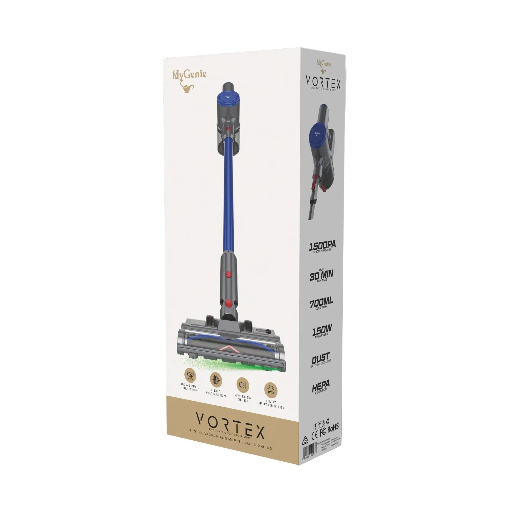 MyGenie Vortex Stick Vacuum and Mop with dust spotting technology Myzenhome