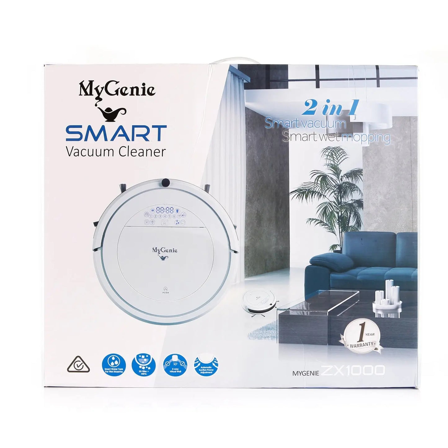 MyGenie ZX1000 Automatic Robotic Vacuum Cleaner Dry Wet Mop Sweep Floor - Myzenhome