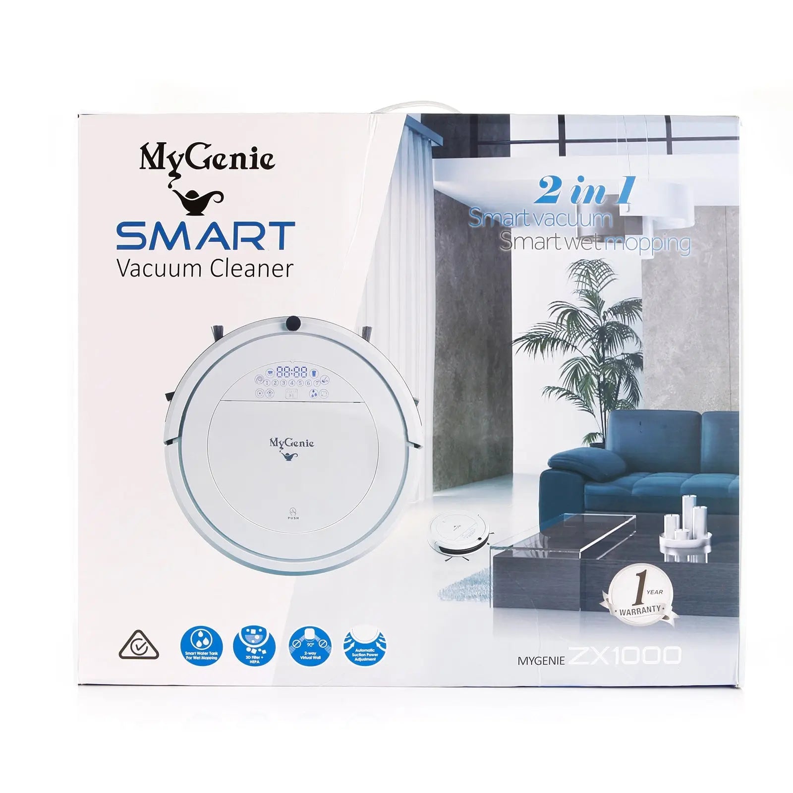 MyGenie ZX1000 Automatic Robotic Vacuum Cleaner Dry Wet Mop Sweep Floor - Myzenhome
