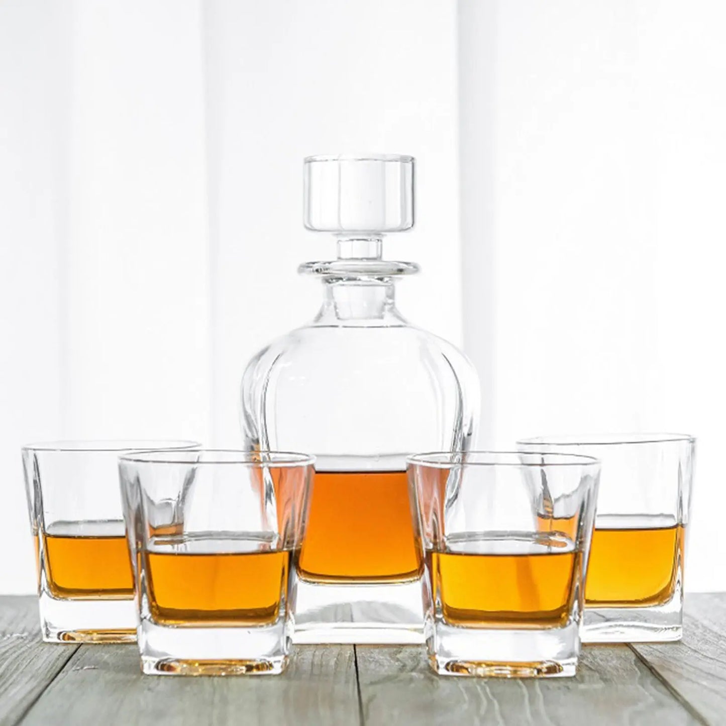 Novare Oval Whiskey Decanter Bottle With 4 Whiskey Glasses Set Myzenhome