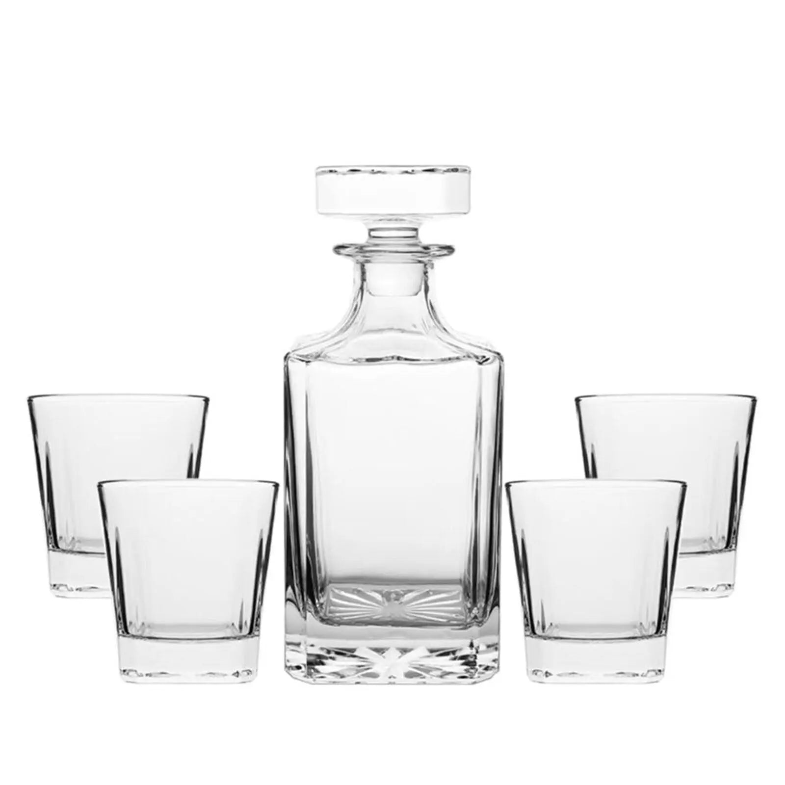 Novare Square Whiskey Decanter Bottle With 4 Whiskey Glasses Set Myzenhome