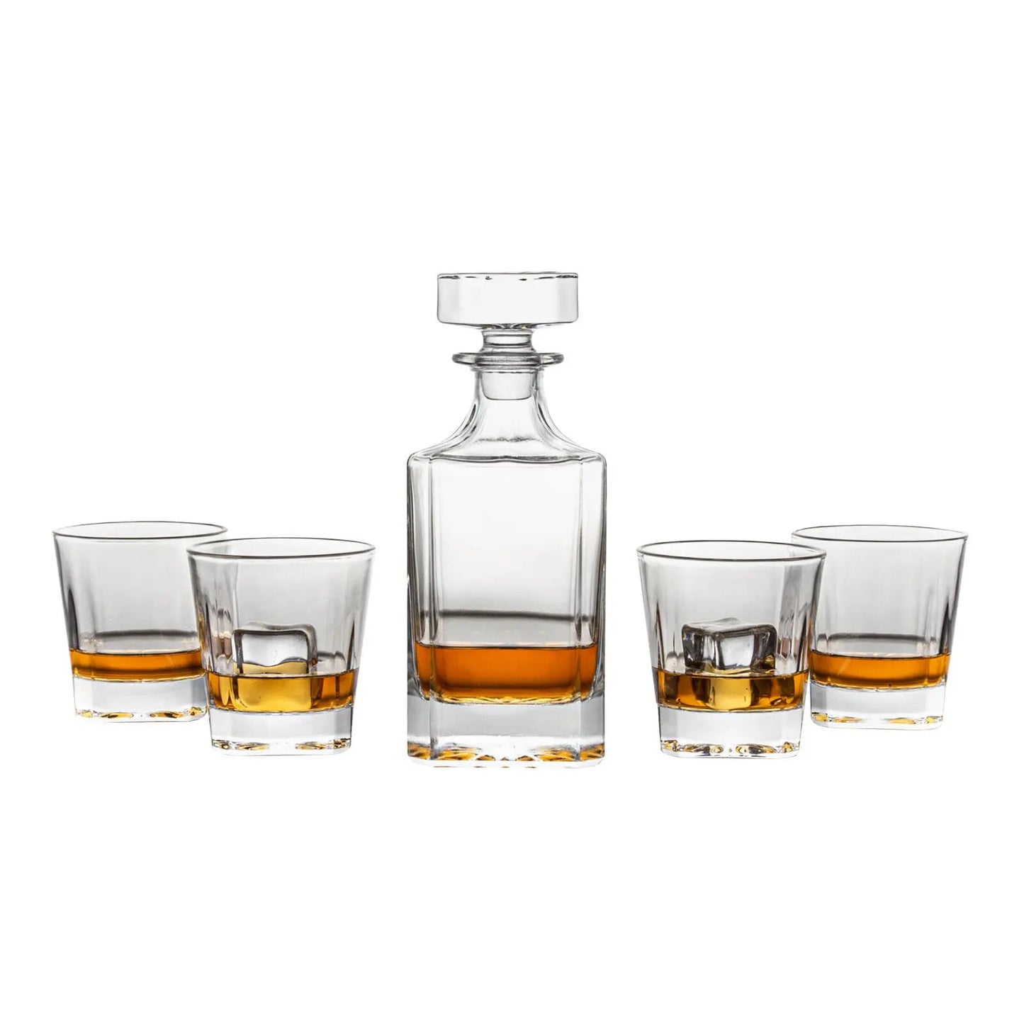 Novare Square Whiskey Decanter Bottle With 4 Whiskey Glasses Set Myzenhome