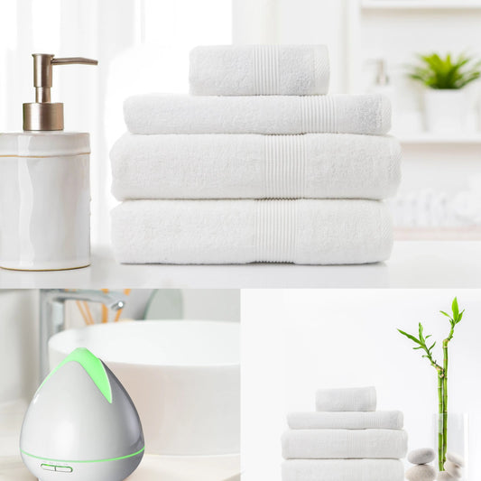 PureSpa Diffuser Humidifier And 4 Pack Bamboo Towel Set Bundle - Myzenhome