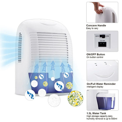 Pursonic 1500ML Clean Air Max Dehumidifier Portable Electric Office Home - Myzenhome