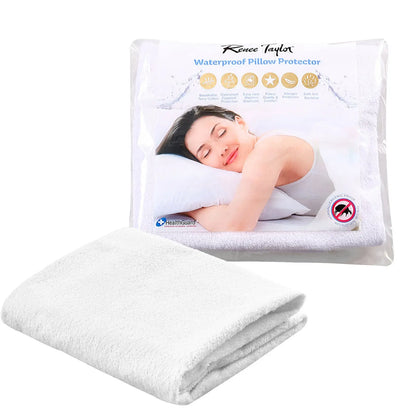 Renee Taylor Pillow Protectors Waterproof Super Soft Cotton Terry - Twin Pack - Myzenhome