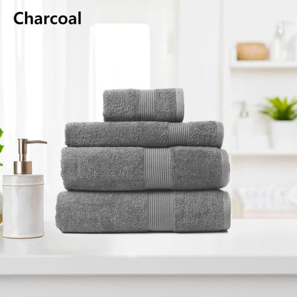 Royal Comfort 4 Piece Cotton Bamboo Towel Set 450GSM Luxurious Absorbent Plush - Myzenhome