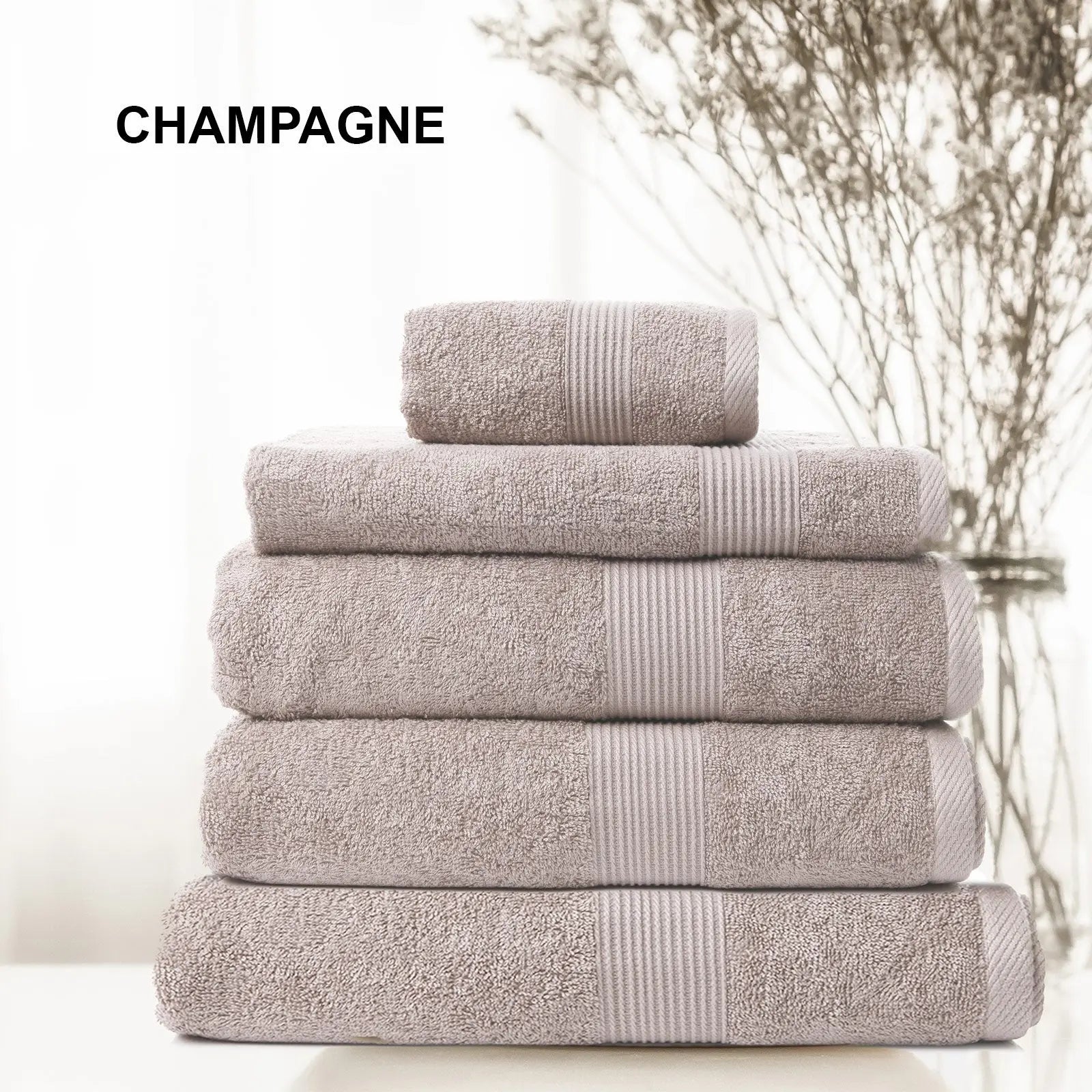 Royal Comfort 5 Piece Cotton Bamboo Towel Set 450GSM Luxurious Absorbent Plush - Myzenhome