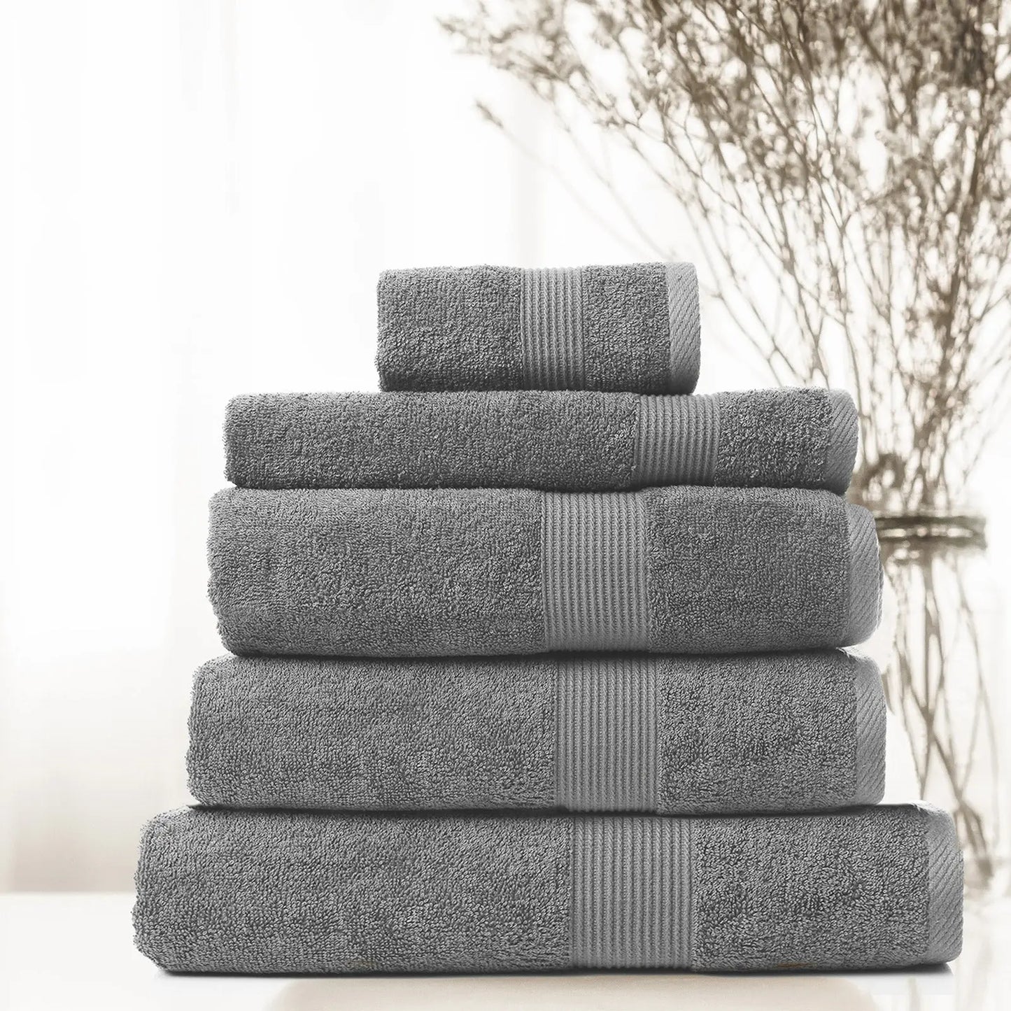 Royal Comfort 5 Piece Cotton Bamboo Towel Set 450GSM Luxurious Absorbent Plush - Myzenhome