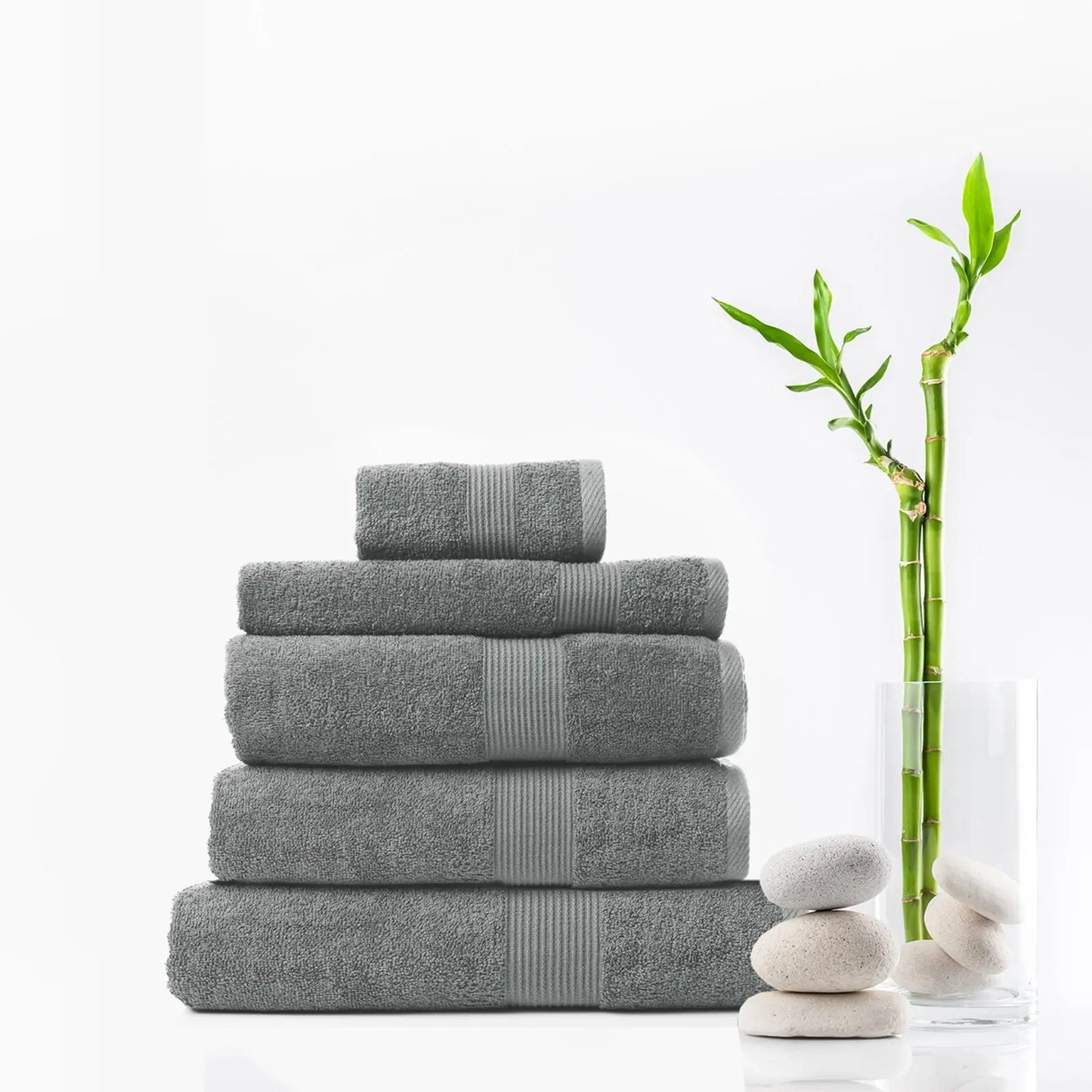 Royal Comfort 5 Piece Cotton Bamboo Towel Set 450GSM Luxurious Absorbent Plush - Myzenhome