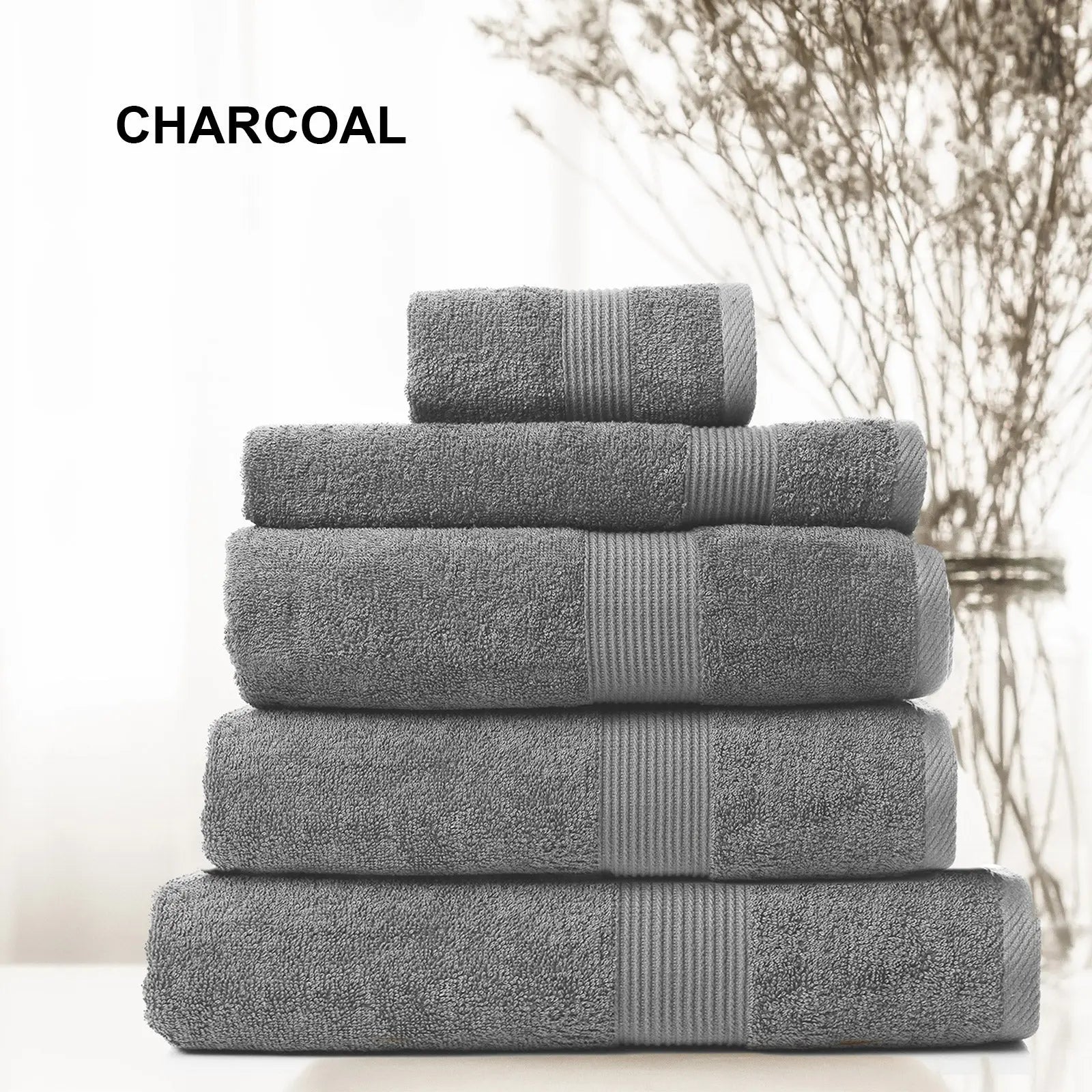 Royal Comfort 5 Piece Cotton Bamboo Towel Set 450GSM Luxurious Absorbent Plush - Myzenhome