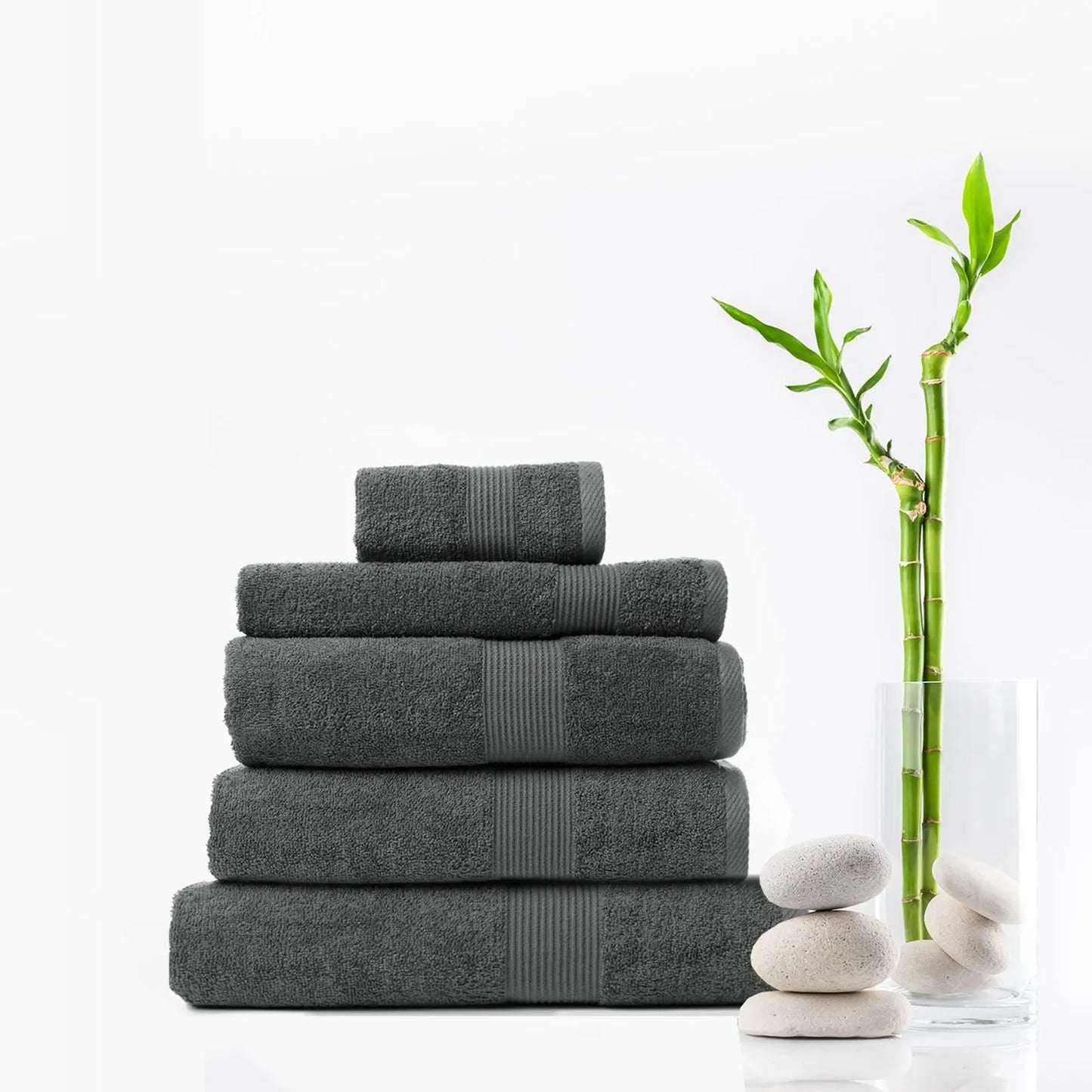 Royal Comfort 5 Piece Cotton Bamboo Towel Set 450GSM Luxurious Absorbent Plush - Myzenhome