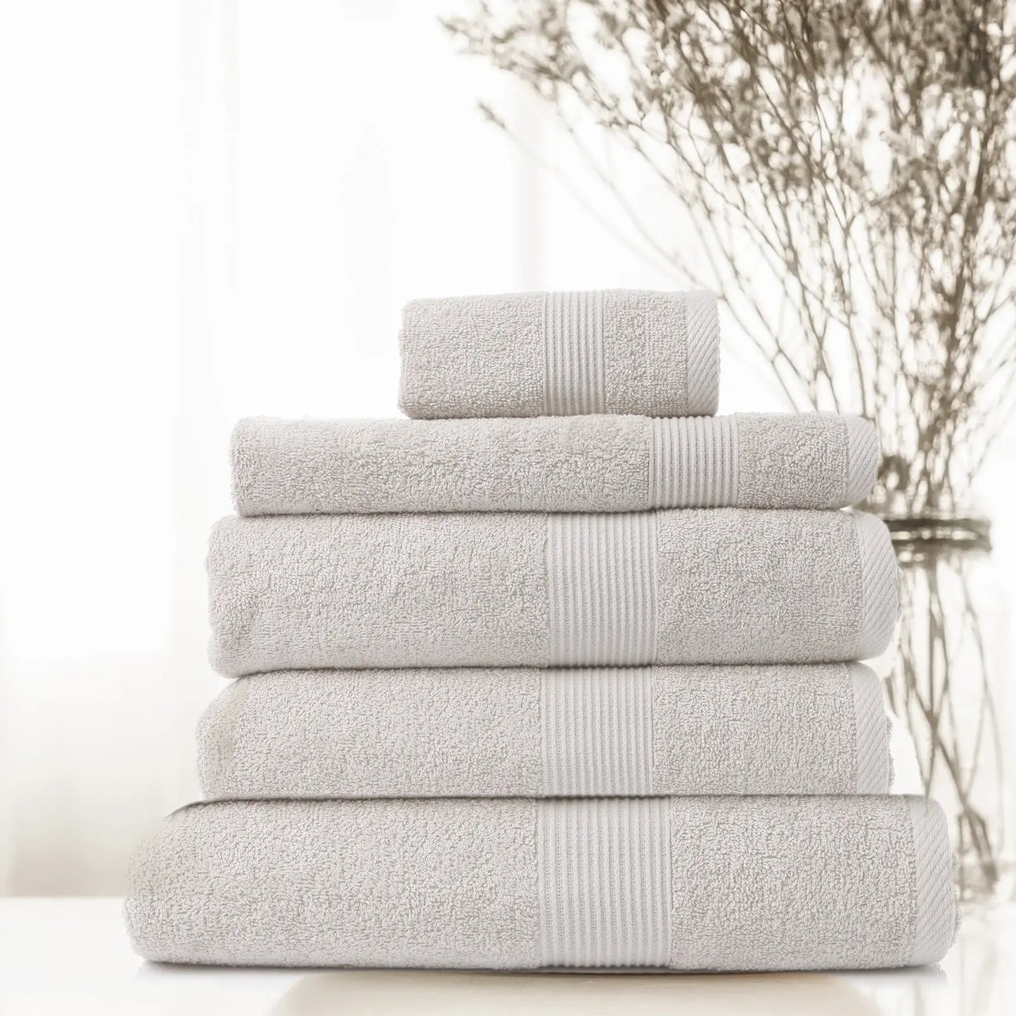 Royal Comfort 5 Piece Cotton Bamboo Towel Set 450GSM Luxurious Absorbent Plush - Myzenhome