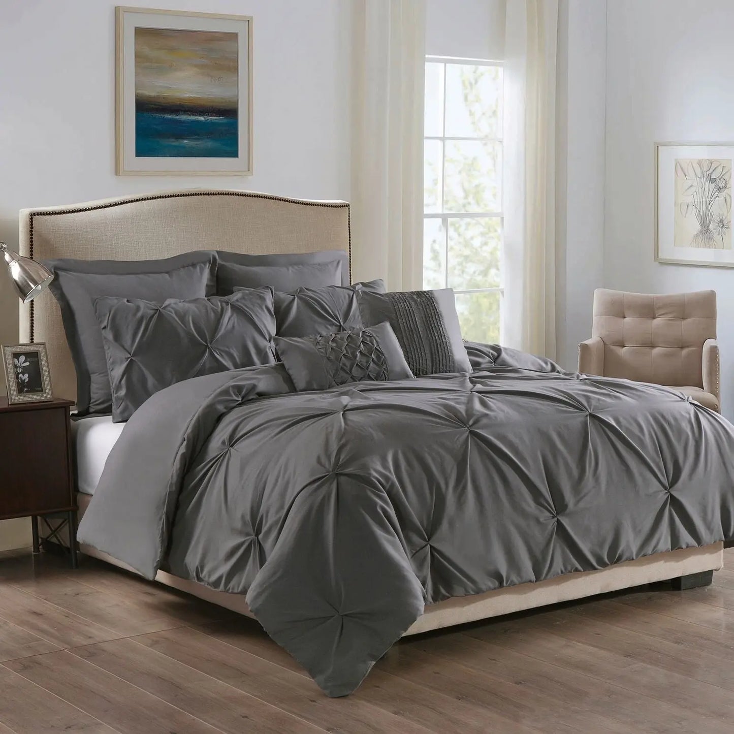 Royal Comfort 7 Pc Soft Microfiber Fitted Pleat Comforter Case Blanket Bed Set Myzenhome