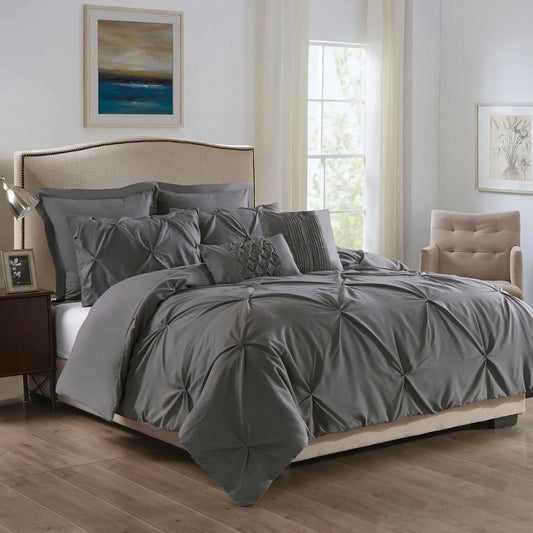 Royal Comfort 7 Pc Soft Microfiber Fitted Pleat Comforter Case Blanket Bed Set Myzenhome